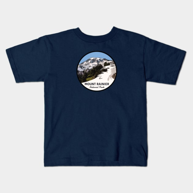 Mount Rainier National Park Paradise Hiking Kids T-Shirt by LucentJourneys